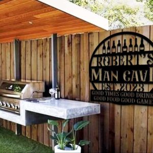 Personalized Pool and Bar Metal Art Sign Custom Outdoor Bar Sign for Man Cave and Backyard Party Decor Ideal for Retirement Gifts and Holiday Patio Gifts 2