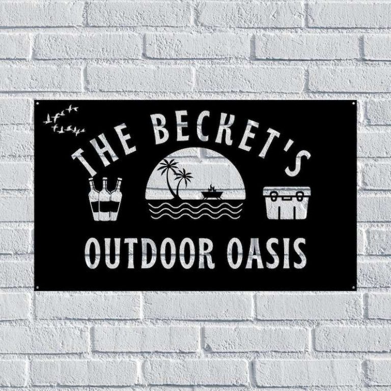 Personalized Poolside BBQ Sign Pool House Sign Outdoor Oasis Custom