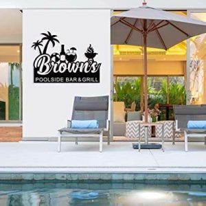 Personalized Poolside Bar And Grill Sign Backyard Bar And Grill Metal Sign Patio Pool Party Decorations Pool Gifts 3