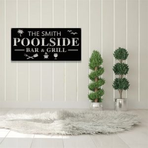 Personalized Poolside BarGrill Metal Sign 2