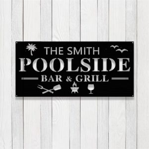 Personalized Poolside BarGrill Metal Sign 3