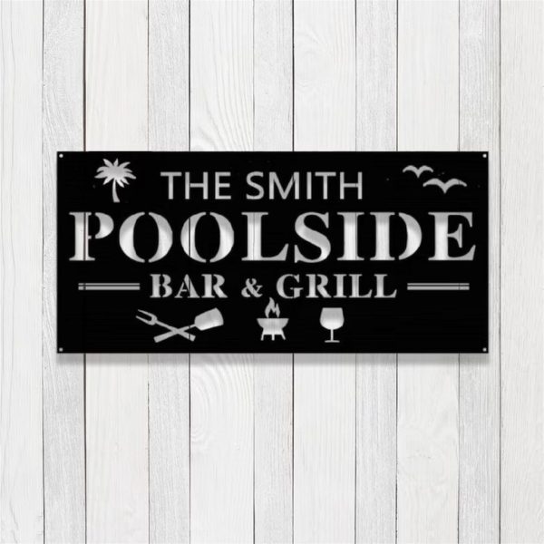 Personalized Poolside Bar&Grill Metal Sign