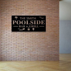 Personalized Poolside BarGrill Metal Sign 4