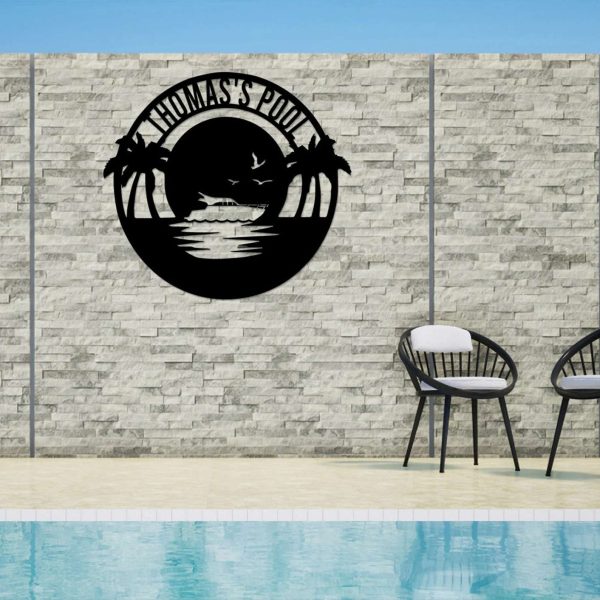 Personalized Poolside Metal Sign Swimming Pool Decor Beach Sign Home Outdoor Patio Decor Housewarming Gift