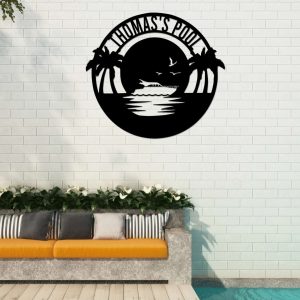 Personalized Poolside Metal Sign Swimming Pool Decor Beach Sign Home Outdoor Patio Decor Housewarming Gift 4