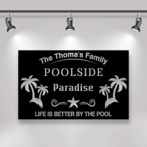 Personalized Poolside Metal Sign Swimming Pool Sign Backyard Pool Decor Sign For Pool Beach Patio Home Outdoor Decor 1