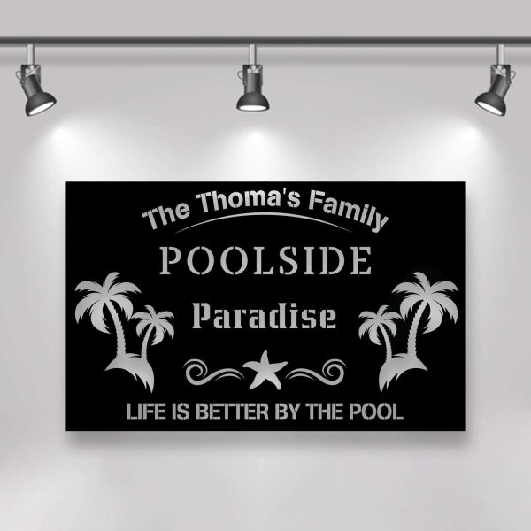 Personalized Poolside Metal Sign Swimming Pool Sign Backyard Pool Decor Sign For Pool Beach Patio Home Outdoor Decor