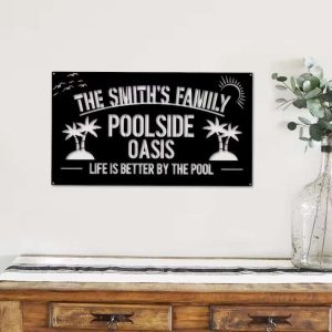 Personalized Poolside Oasis Sign Life Is Better By The Pool Pool Bar Sign Home Outdoor Decor Housewarming Gift 1