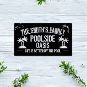 Personalized Poolside Oasis Sign Life Is Better By The Pool Pool Bar Sign Home Outdoor Decor Housewarming Gift 2