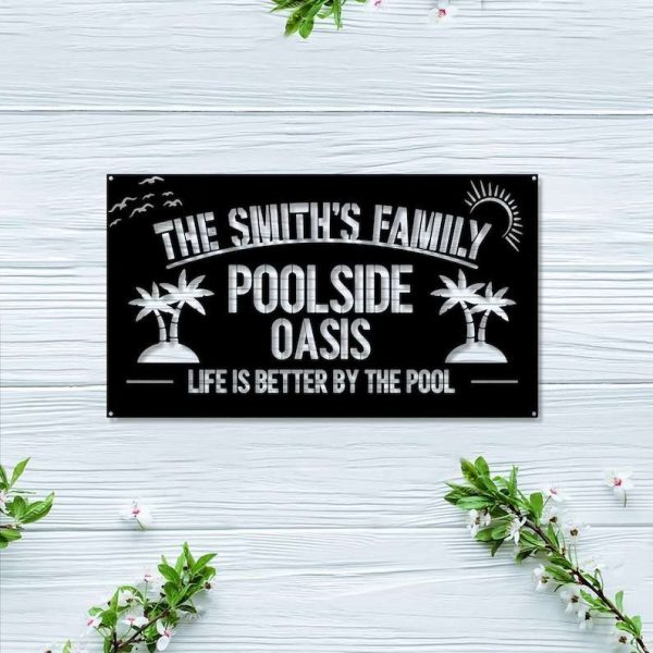 Personalized Poolside Oasis Sign Life Is Better By The Pool Pool Bar Sign Home Outdoor Decor Housewarming Gift