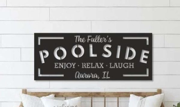 Personalized Poolside Paradise Sign Backyard Pool Sign Tiki Bar Sign Poolside Patio Decor