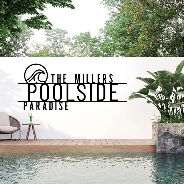 Personalized Poolside Paradise Sign Family Name Pool Sign Pool House Decor Pool Bar Sign Swimming Pool Sign Beach House Decor