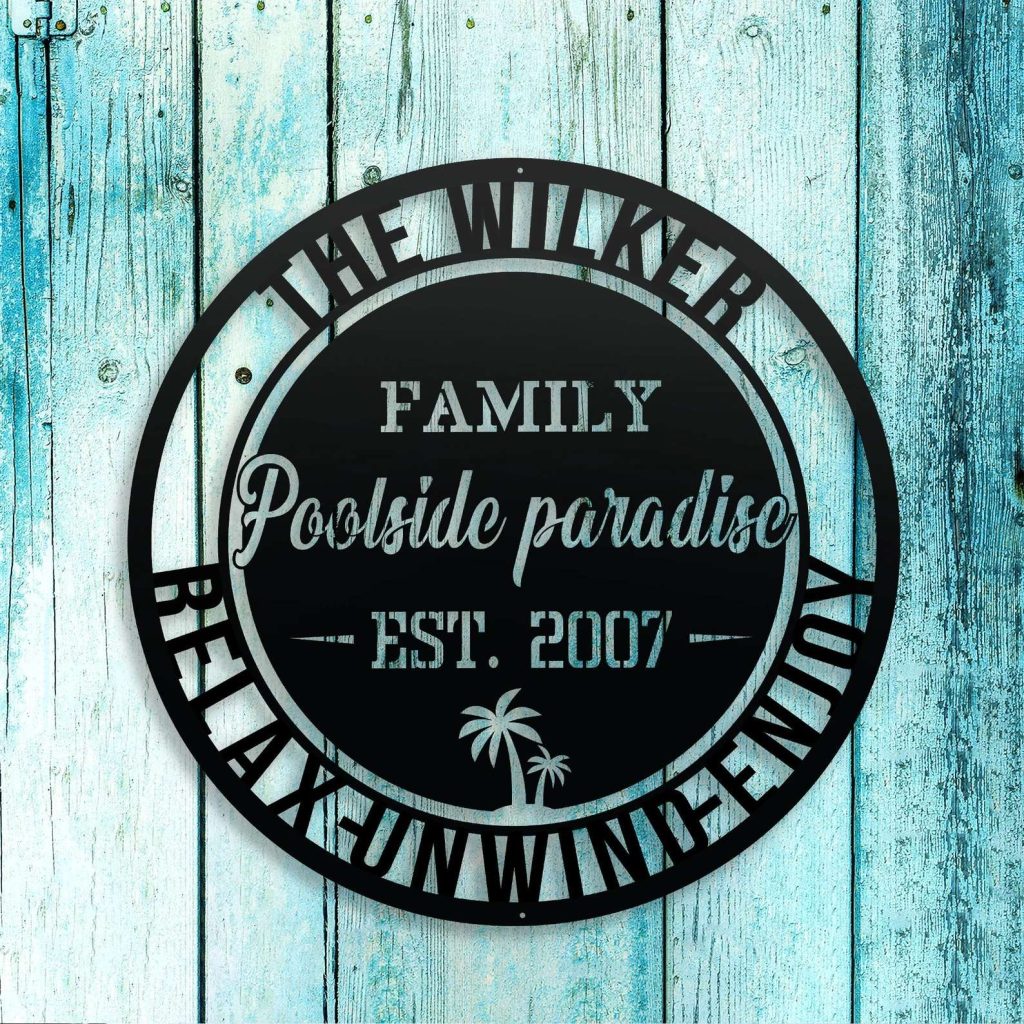 Personalized Poolside Paradise Sign Pool Bar Sign Pool Oasis Sign Pool ...