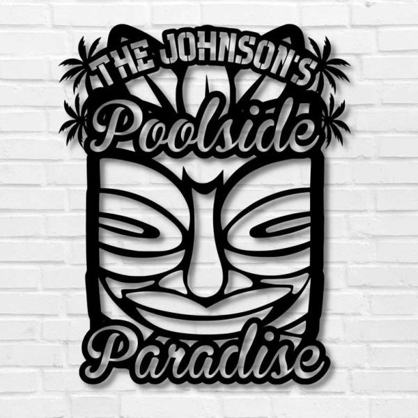 Personalized Poolside Paradise Sign Pool Gift Backyard Tiki Bar Sign Poolside Oasis Sign Swimming Pool Decor Home Outdoor Decor Dad Gift