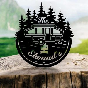 Personalized Popup Car Sign Camping Sign Campfire Custom Metal Sign Camping Gifts Outdoor Enthusiast Housewarming Gifts 1