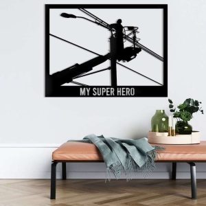 Personalized Power Lineman My Super Hero Retirement Gift Custom Metal Sign 1