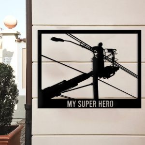 Personalized Power Lineman My Super Hero Retirement Gift Custom Metal Sign 4