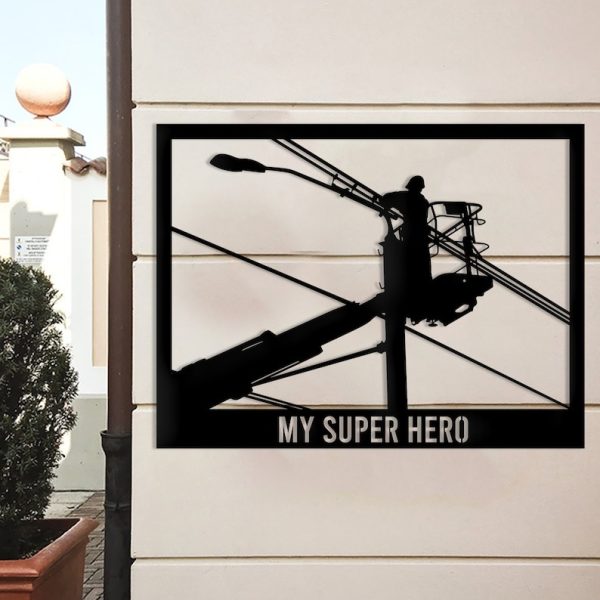 Personalized Power Lineman My Super Hero Retirement Gift Custom Metal Sign