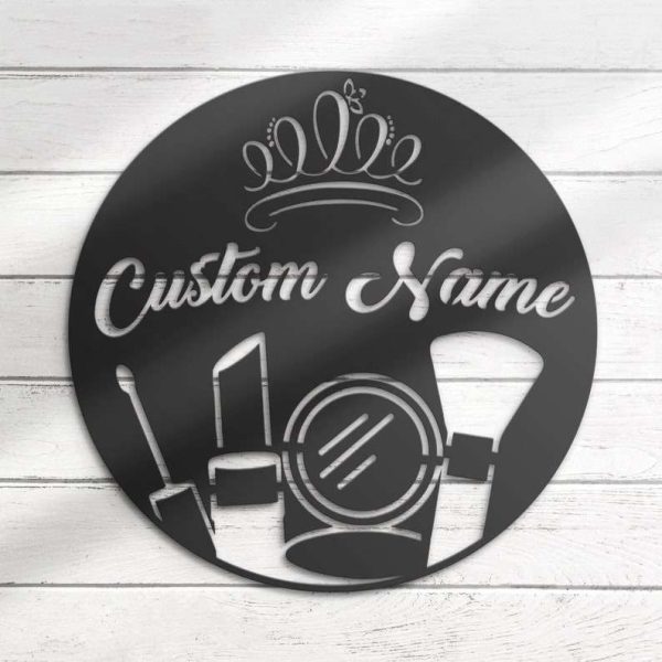 Personalized Queen Beauty Salon Makeup Artist Name Sign Make Up Cosmetics Decoration Custom Metal Sign