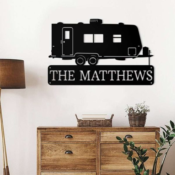 Personalized RV Trailer Monogram Campsite Decor Custom Metal Sign