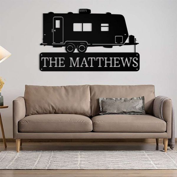 Personalized RV Trailer Monogram Campsite Decor Custom Metal Sign