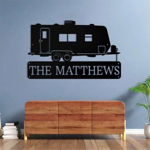 Personalized RV Trailer Monogram Campsite Decor Custom Metal Sign 4