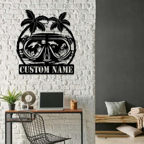 Personalized Scuba Diving Metal Sign Scuba Diving Name Sign Home Decor Beach House Decoration Housewarming Gift