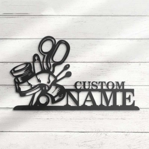 Personalized Sewing Machine Metal Sign Sew Quilting Sign Tailor Shop Decor Gifts For Sewers