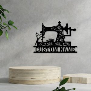 Personalized Sewing Machine Sign Craft Room Sign Sewing Custom Metal Sign Room Decor Birthday Gifts 1