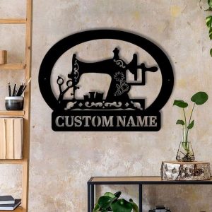 Personalized Sewing Machine Sign Sewing Room Sign Quilting Sign Craft Room Custom Metal Sign Mom Gifts 1