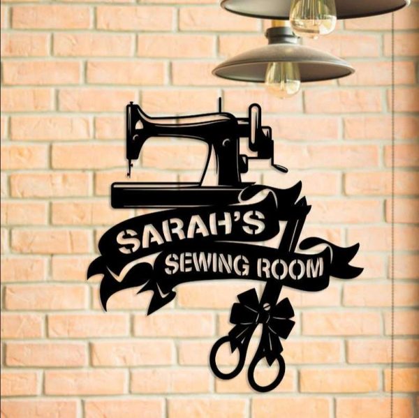 Personalized Sewing Room Metal Sign Studio Name Sign Decor Sewing Machine Sign Gifts For Sewers