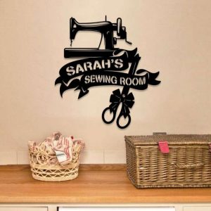 Personalized Sewing Room Metal Sign Studio Name Sign Decor Sewing Machine Sign Gifts For Sewers 2