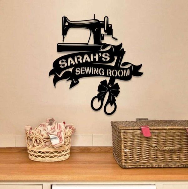 Personalized Sewing Room Metal Sign Studio Name Sign Decor Sewing Machine Sign Gifts For Sewers