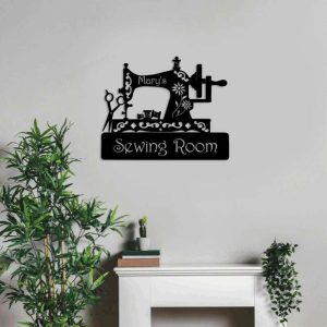 Personalized Sewing Room Sign Sewing Machine Floral Sign Tailor Salon Room Sign Mom Grandma Gifts