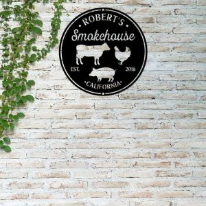 Personalized Smoke House Metal Sign Grill Sign Farmhouse Decor Grill Bar Sign Fathers Day Gift Dad Gifts 1