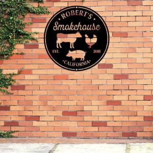 Personalized Smoke House Metal Sign Grill Sign Farmhouse Decor Grill Bar Sign Fathers Day Gift Dad Gifts 3