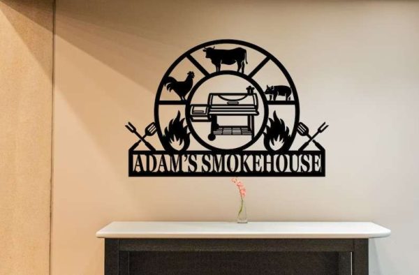 Personalized Smokehouse Metal Sign BBQ Sign Barbecue Sign Bar And Grill Sign Patio Decor Home Outdoor BBQ Decor