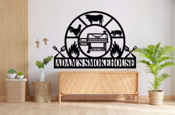 Personalized Smokehouse Metal Sign BBQ Sign Barbecue Sign Bar And Grill Sign Patio Decor Home Outdoor BBQ Decor