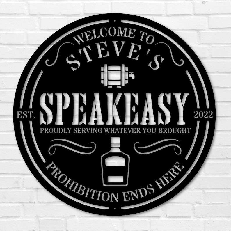Personalized Speak Easy Decor Sign Vintage Home Bar Sign Whiskey