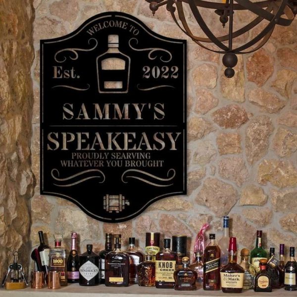 Personalized Speakeasy Sign Whiskey Bar Sign Pub Style Man Cave Custom Metal Sign Home Bar Decor