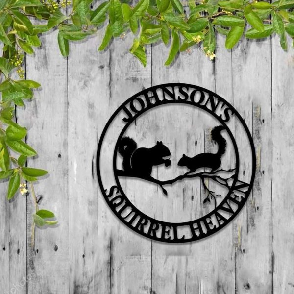 Personalized Squirrel Heaven Campground Decor Custom Metal Sign