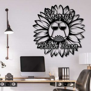 Personalized Sunflower Bitch Barn Sign Wine Bitch Barn Sign Sunflower Custom Metal Signs Wine And Flower Gifts