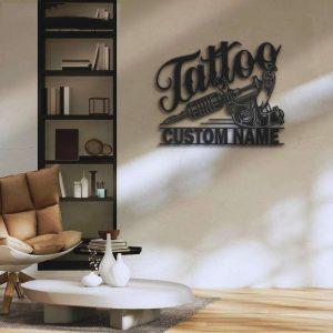 Personalized Tattoo Artist Metal Sign Ink Studio Name Sign Machine Shop Decor Tattoo Lover Gifts 1