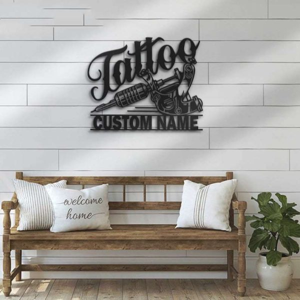 Personalized Tattoo Artist Metal Sign Ink Studio Name Sign Machine Shop Decor Tattoo Lover Gifts