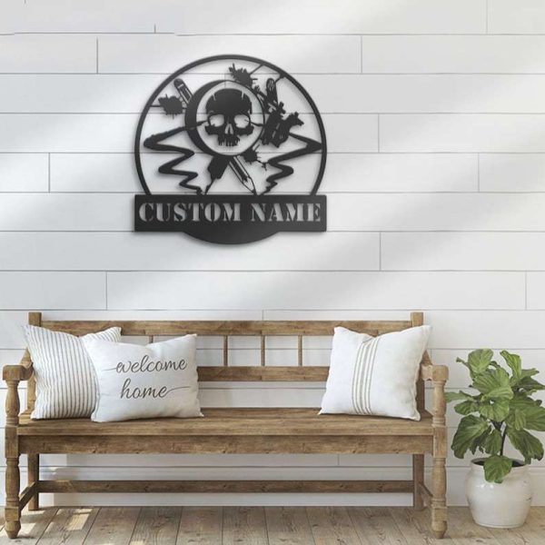 Personalized Tattoo Artist Metal Sign Tattoo Shop Sign Ink Studio Decor Machine Shop Decoration Man Cave Decor Dad Gifts