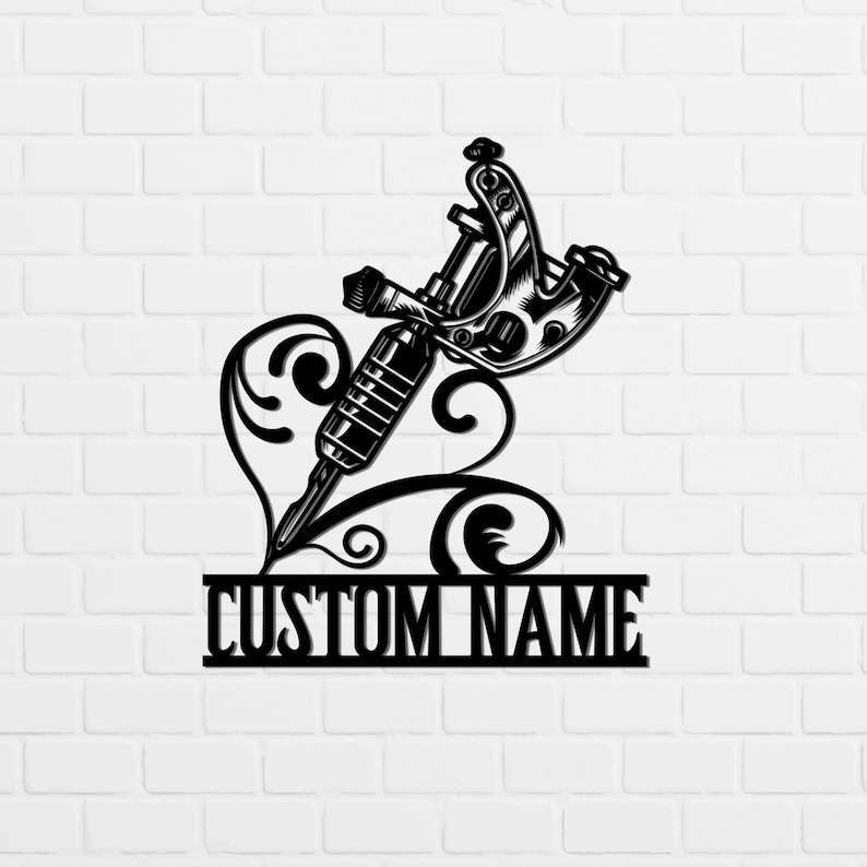 Tattoo Machine Sign Personalized Metal Signs for Tattoo Studio