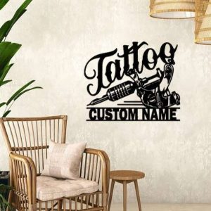 Personalized Tattoo Sign Tattoo Artist Metal Name Sign Ink Studio Decor Tattoo Shop Decor Tattoo Artist Gifts 1