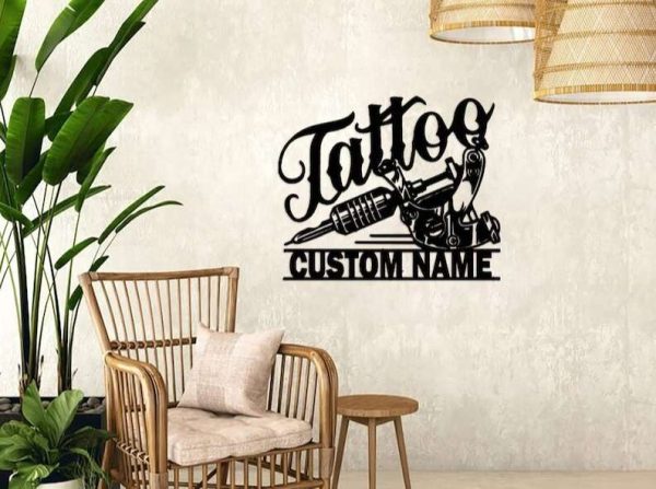 Personalized Tattoo Sign Tattoo Artist Metal Name Sign Ink Studio Decor Tattoo Shop Decor Tattoo Artist Gifts