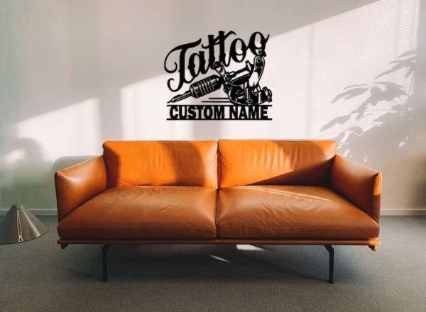 Personalized Tattoo Sign Tattoo Artist Metal Name Sign Ink Studio Decor Tattoo Shop Decor Tattoo Artist Gifts