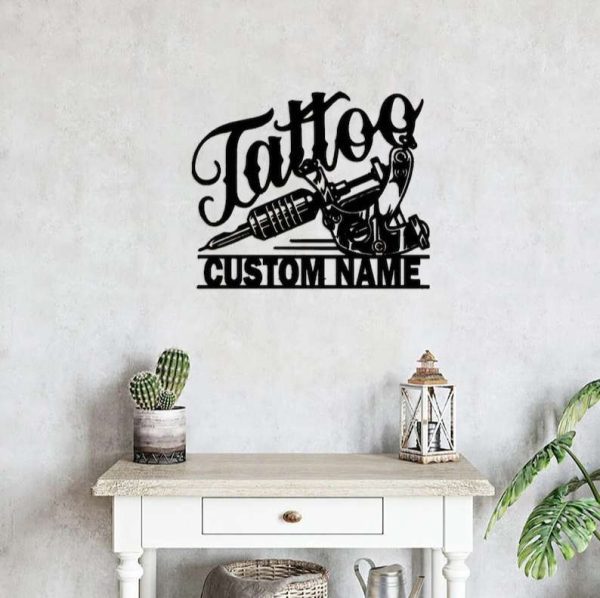 Personalized Tattoo Sign Tattoo Artist Metal Name Sign Ink Studio Decor Tattoo Shop Decor Tattoo Artist Gifts